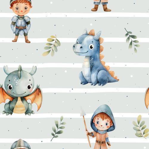 Drachen und Ritter - Bio Jersey / Bio French Terry - Vorbestellung!!!